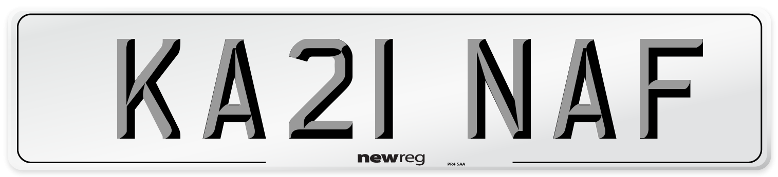 KA21 NAF Number Plate from New Reg